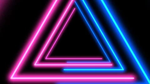 Multicoloured Neon Abstract Triangle Tunnel seamless background. Stock Footage 261442254