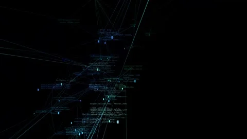 Multicoloured neural network nodes on a black background make instant Stock Footage 241061710