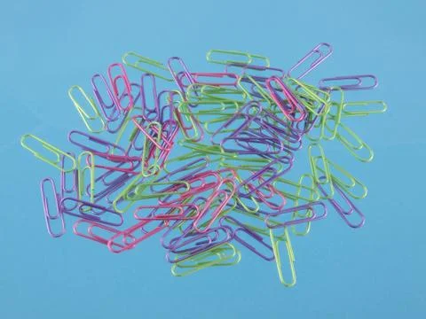Multicoloured paper clips Stock Photos