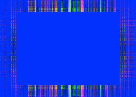 Multicoloured rough lines frame on blue Thin multicoloured rough lines fra... Foto stock