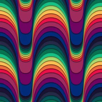 Multicolred  wavy stripes seamless repeating pattern. Stock Illustration