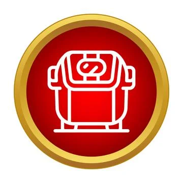 Multicooker kitchen appliance line style icon red circle Stock Illustration