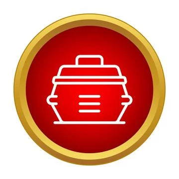 Multicooker kitchen appliance in a red circle icon Stock Illustration