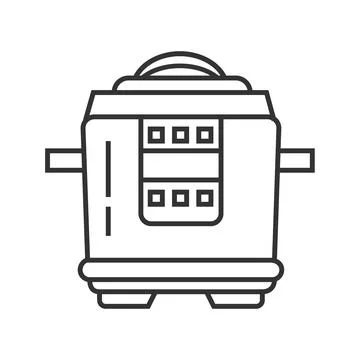 Multicooker pixel perfect icon vector. Kitchen small appliances line sign. Ho Stock Illustration