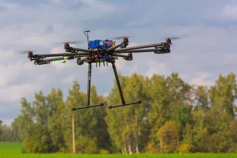 Multicopter in flight Stock Photos