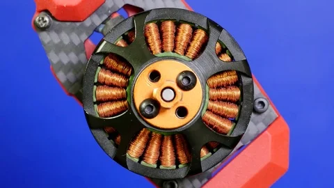 Multicopter frame arm with spinning brushless motor. To reverse the direction Stock Footage 84613568