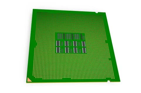 Multicore computer processor unit, back view 스톡 일러스트
