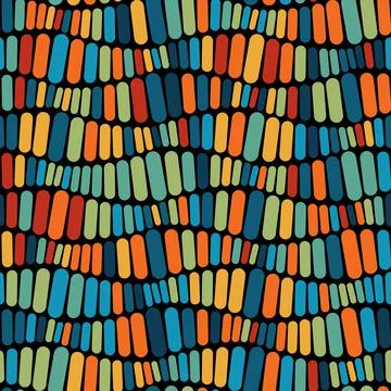 Multicoulored rectangles wavy stripes. Seamless vector pattern. 스톡 일러스트