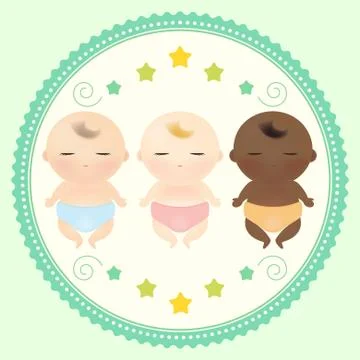 Multicultural babies sleeping. Stock Illustration