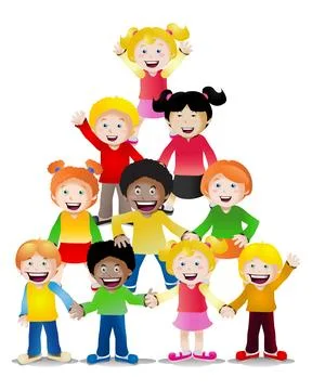 Multicultural children teamwork kids Stock Illustration
