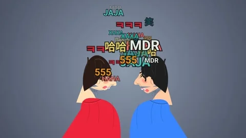 Multicultural Communication Concept With Laughing Internet Slang Vídeo Stock 341266359