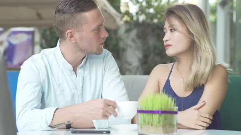 Multicultural couple on date. Stock Photos