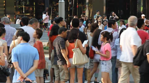 Multicultural crowd crossing street Video stock 24851080