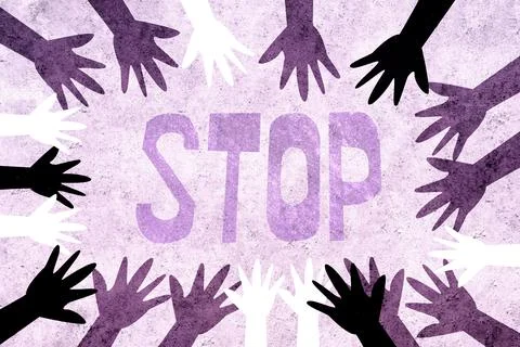 Multicultural design with hands of different colors united together in Intern Stock-Illustration