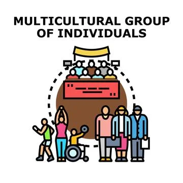 Multicultural group embracing diverse community and social inclusion Stock Illustration