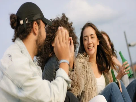 Multicultural group having fun outside Stock Footage 84757756