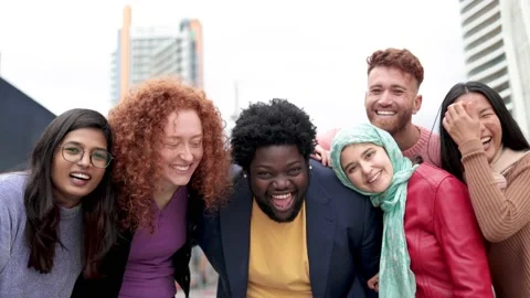 Multicultural group of people enjoy together outdoor in summer day party - Happy Stock Footage 239455193