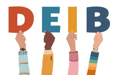 Multicultural Hands Holding Letters DEIB Isolated Illustrazione stock