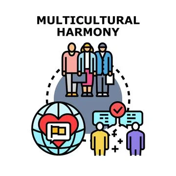 Multicultural harmony bringing people together globally Stock Illustration