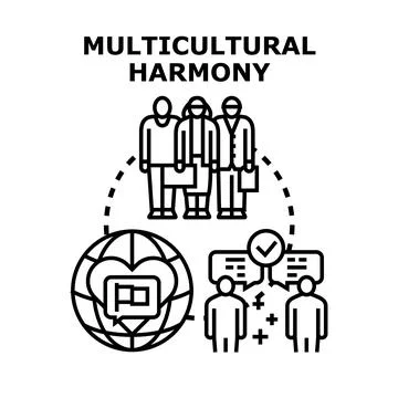 Multicultural harmony bringing people together globally Stock Illustration