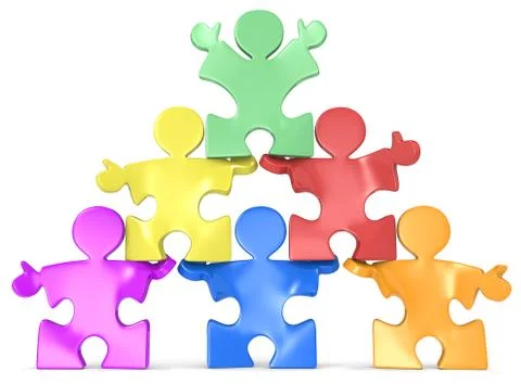 Multicultural Human Pyramid. Stock Illustration
