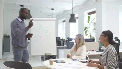 Multicultural people collaborating on working strategy in office Stock Footage 233703339