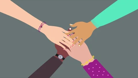 Multicultural people holding hands. Hands in a circle. Stock Footage 335679144