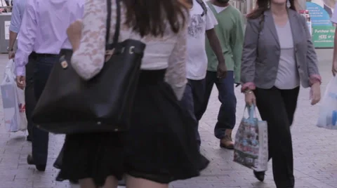 Multicultural side walk Stock Footage 33802025