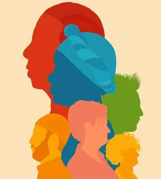 Multicultural silhouettes representing inclusion and harmony Stock Illustration
