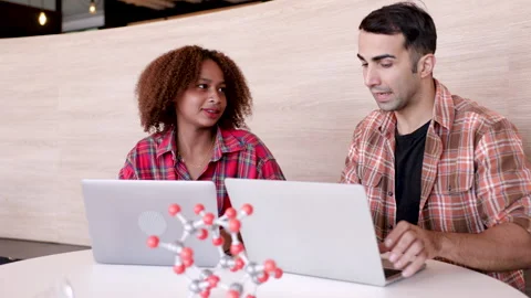 Multicultural student in casual studying in private course with Caucasian t.. Stock Footage 245490889