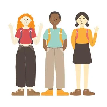 Multicultural students diversity college Stock Illustration