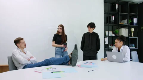 Multicultural team brainstorming in the office Stock Footage 196178209