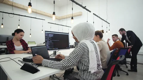 Multiculture software engineers working on start up project and programming i Stock Footage 236875021