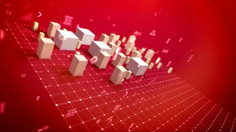 A multidimensional 3d illustration of a bar chart and pc symbols including an Stock Illustration
