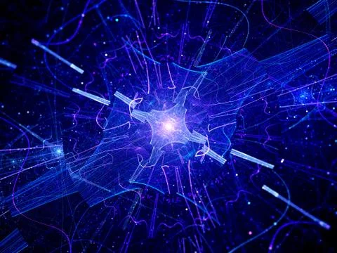 Multidimensional blue glowing quantum source Illustrazione stock