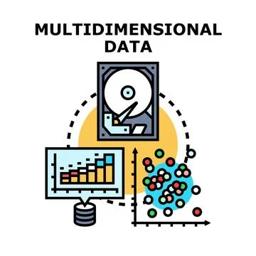Multidimensional data analysis concept collecting information Stock Illustration