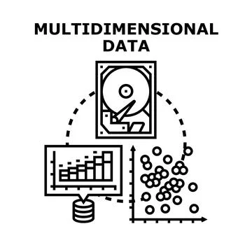 Multidimensional data analysis concept collecting information Stock Illustration