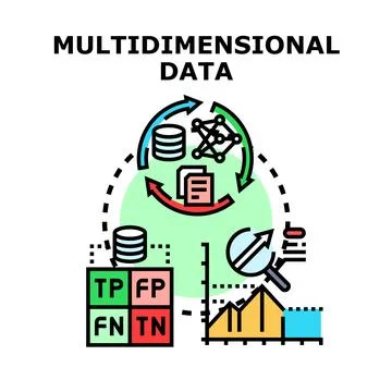 Multidimensional data processing analysis and concept developing 스톡 일러스트