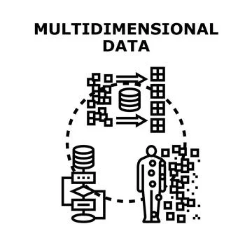Multidimensional data processing and analysis concept Illustrazione stock