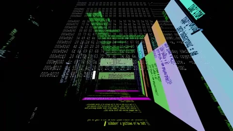 A multidimensional screen of an abstract computer rotates in front of the camera Stock Footage 162793015