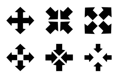 Multidirectional Resize Arrow Icons Set Stock Illustration