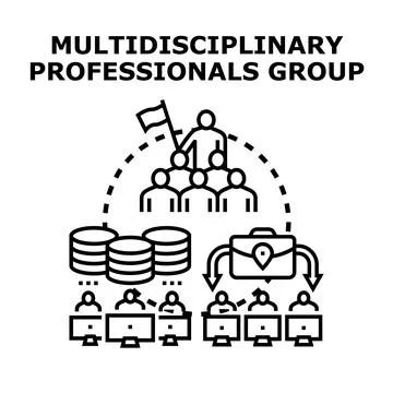 Multidisciplinary professionals group collaborating on project development Stock Illustration