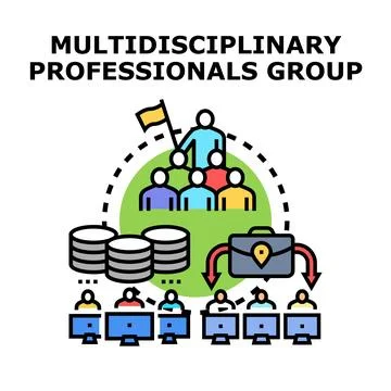 Multidisciplinary professionals group collaborating on project development Stock Illustration