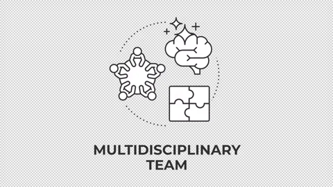 Multidisciplinary team line concept icon animation Stock Footage 340576377