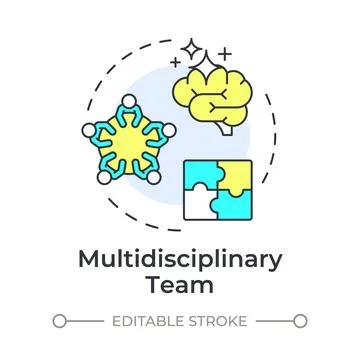 Multidisciplinary team multi color concept icon Stock Illustration