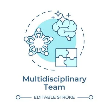 Multidisciplinary team soft blue concept icon Illustrazione stock