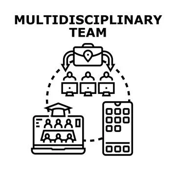 Multidisciplinary team working on collaborative business project Stock Illustration