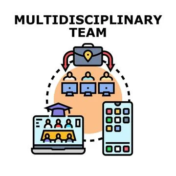 Multidisciplinary team working on collaborative business project Illustrazione stock