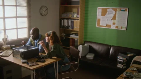 Multiethnic Colleagues Repairing Desktop Computer in it Office Stock Footage 341429246