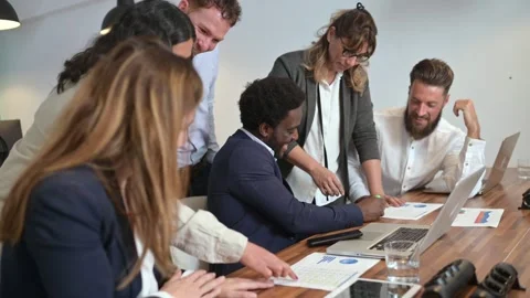 Multiethnic colleagues working with documents Stock Footage 269340024